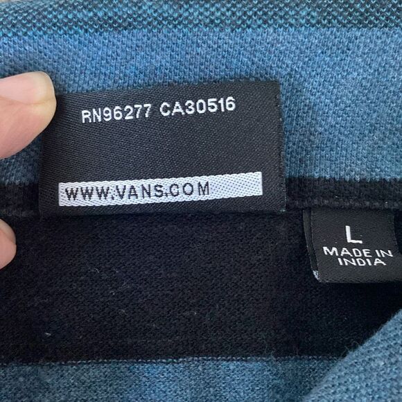 Vans Polo Borders Stripes Lightweight sz L Preppy Sporty Rugger Y2K - Picture 5 of 8